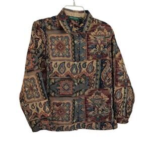 4583) Lemon Grass Studio Tapestry Floral Paisley Patchwork Blazer Jacket Medium
